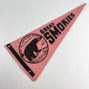 Vintage Felt Travel Pennant Pink Great Smoky Mountains Great Smokies Black Bear